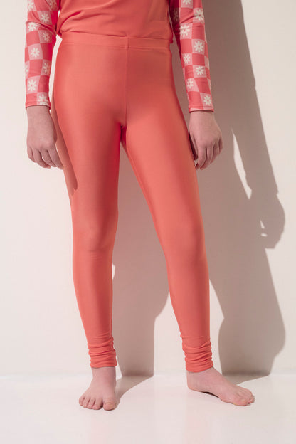 Legging de bain anti-UV rose pour fille, léger, UPF 50+, idéal pour jouer à la plage.