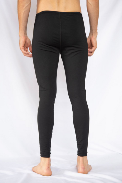 Legging anti-UV noir pour homme, conçu pour la protection solaire UPF50+ lors d'activités aquatiques.